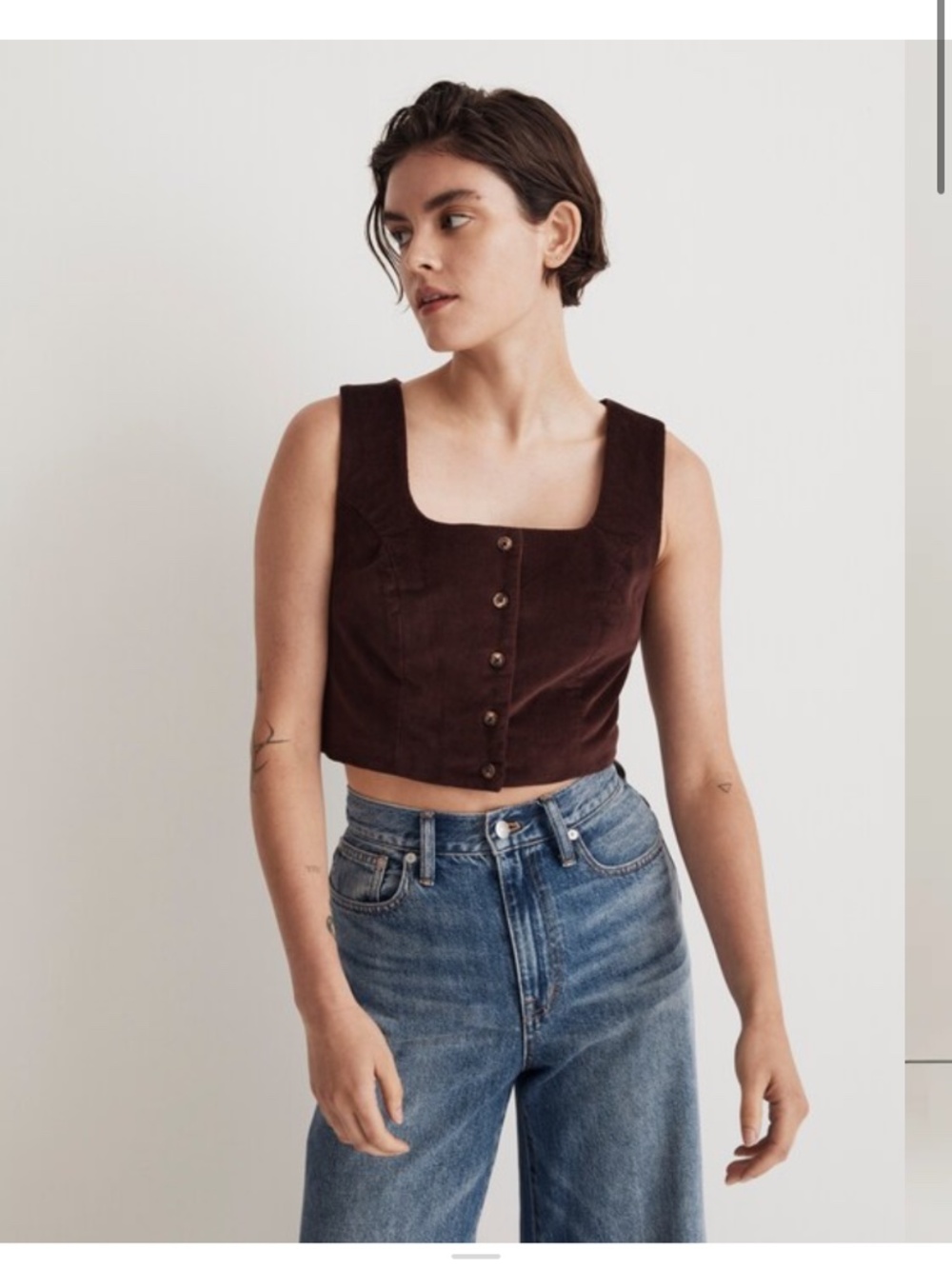 NWT Madewell Corduroy Button-Front Bralette Top | Size 2